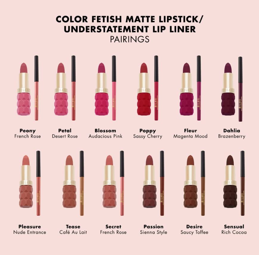 Milani Color Fetish Lipstick and Understatement Lipliner Bundle - Peony & French Rose - Image 5