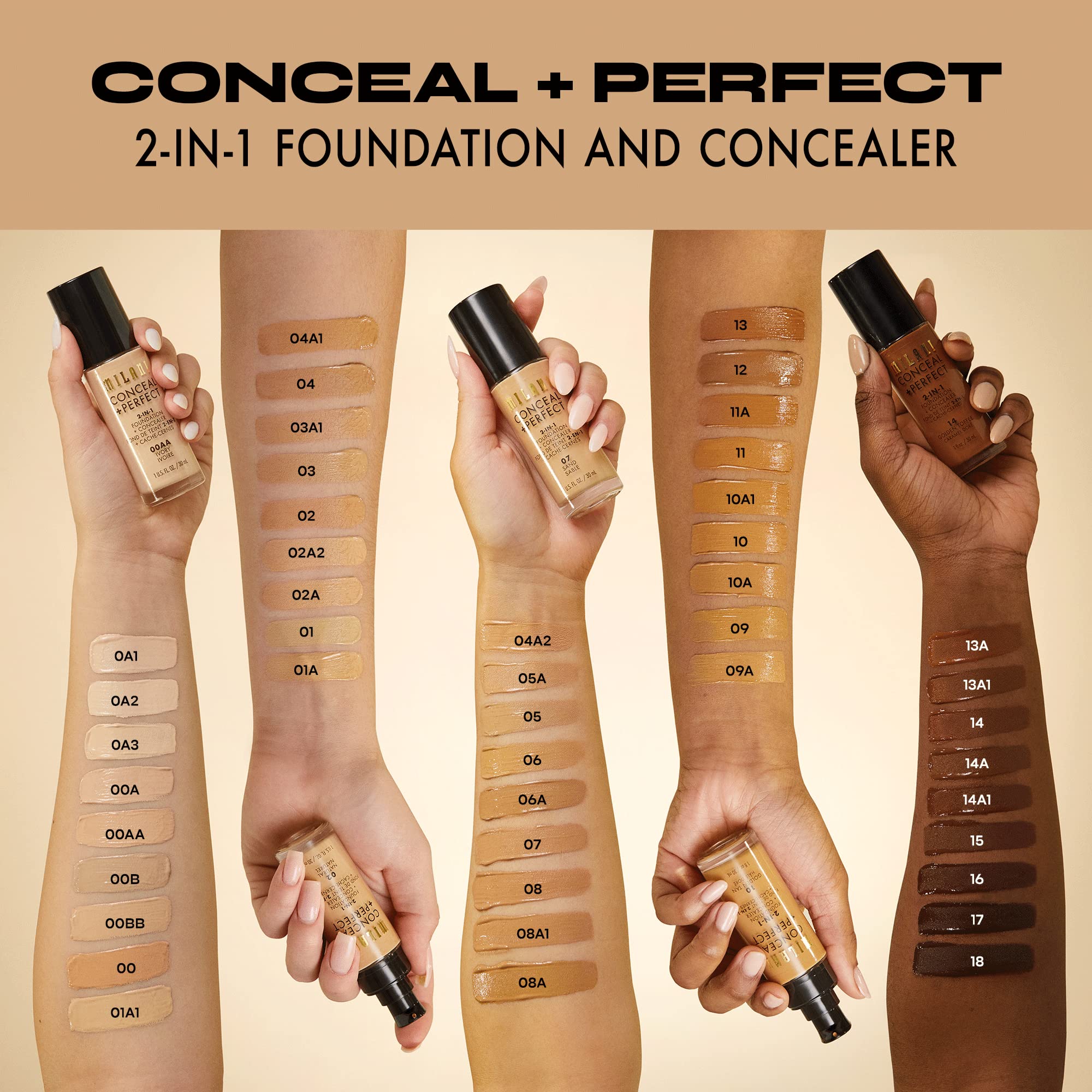 Milani Conceal + Perfect Liquid Foundation - Light Natural, 1 Fl. Oz. - Image 5