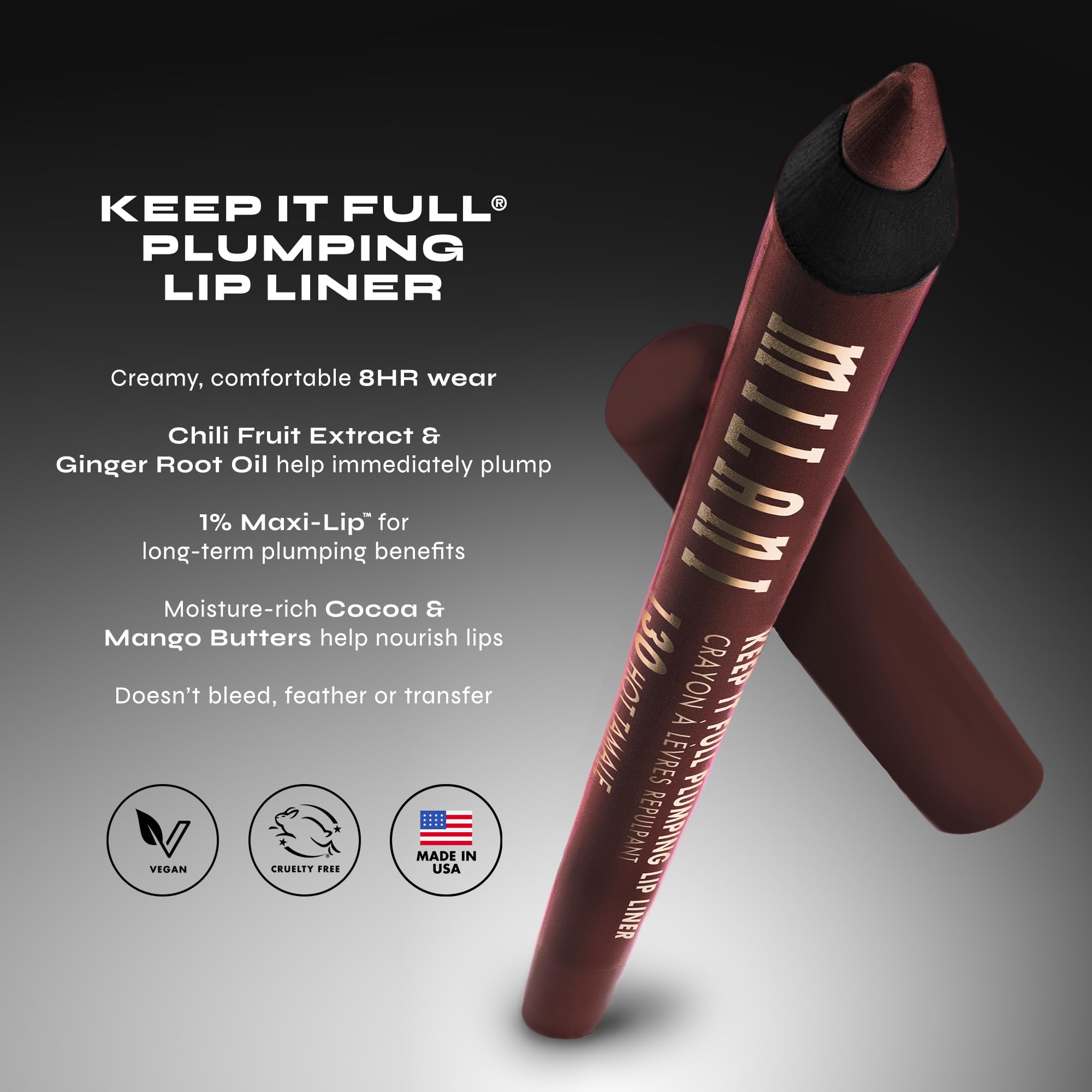Milani Keep It Full Plumping Lip Liner - Long-Lasting Creamy Pencil for Visibly Fuller Lips - 8-Hour Wear with Chili Extract & Maxi-Lip - Vegan & Cruelty-Free, Made in USA, Fire Sign - Image 6