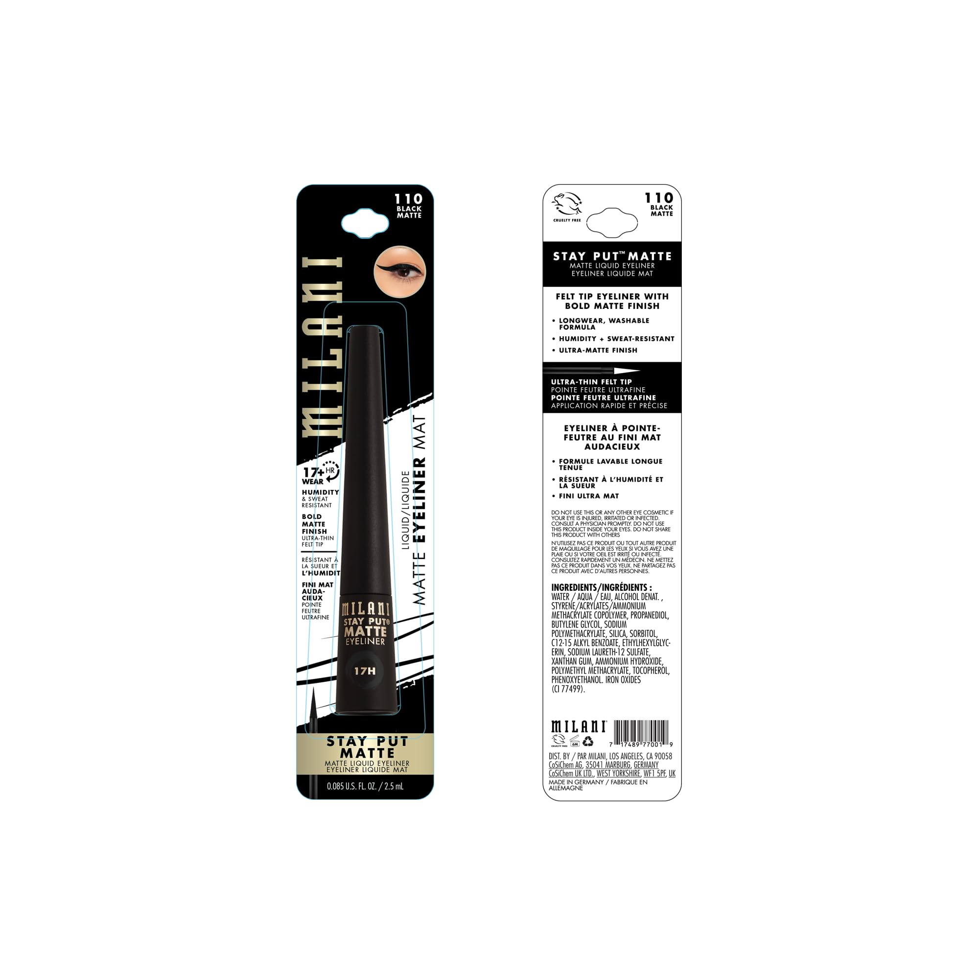 Milani Stay Put Matte Liquid Liner, 01 Black Matte - Image 3