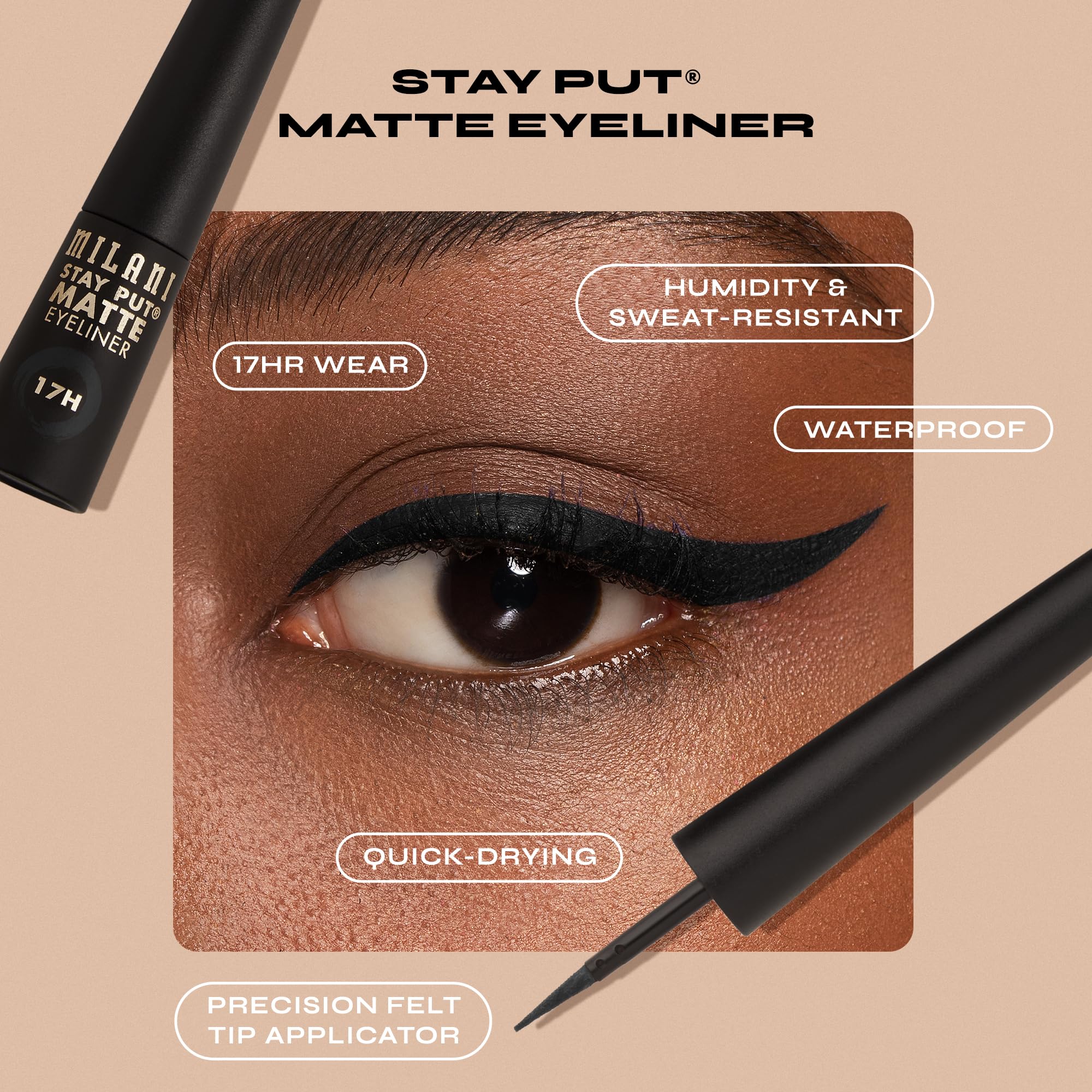 Milani Stay Put Matte Liquid Liner, 01 Black Matte - Image 4